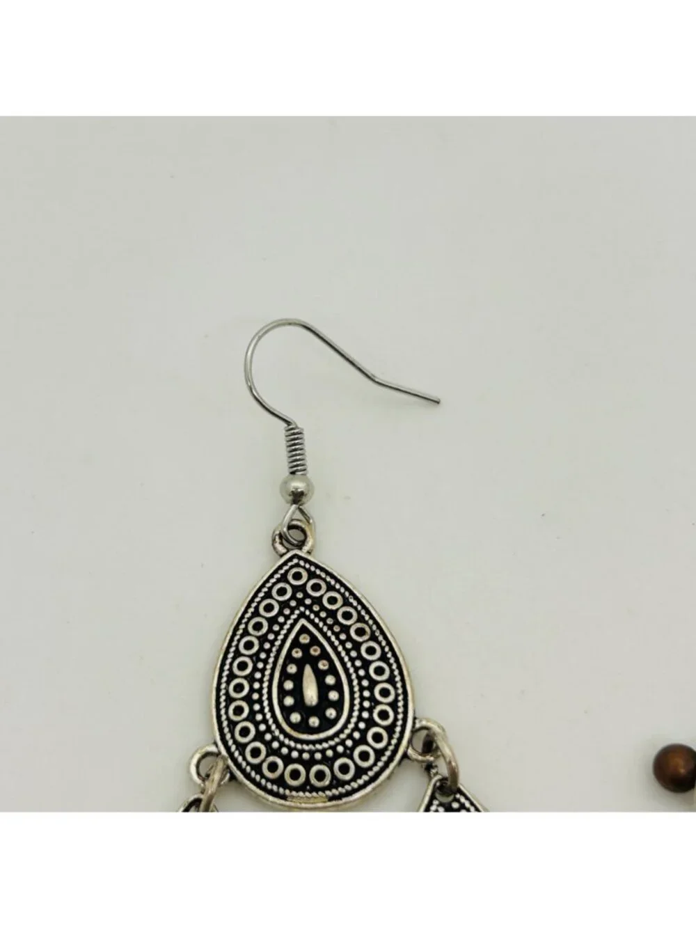 Boho Silver Chandelier Earrings Dangle Fringe Ethnic Beaded Statement Gypsy Drop